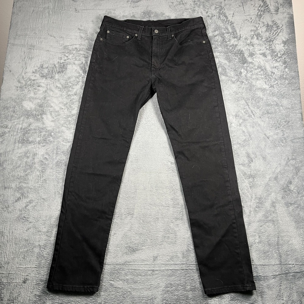 Levis 502 Jeans Mens 34x34 Black Denim Cotton Dark Wash Streetwear Tapered Leg
